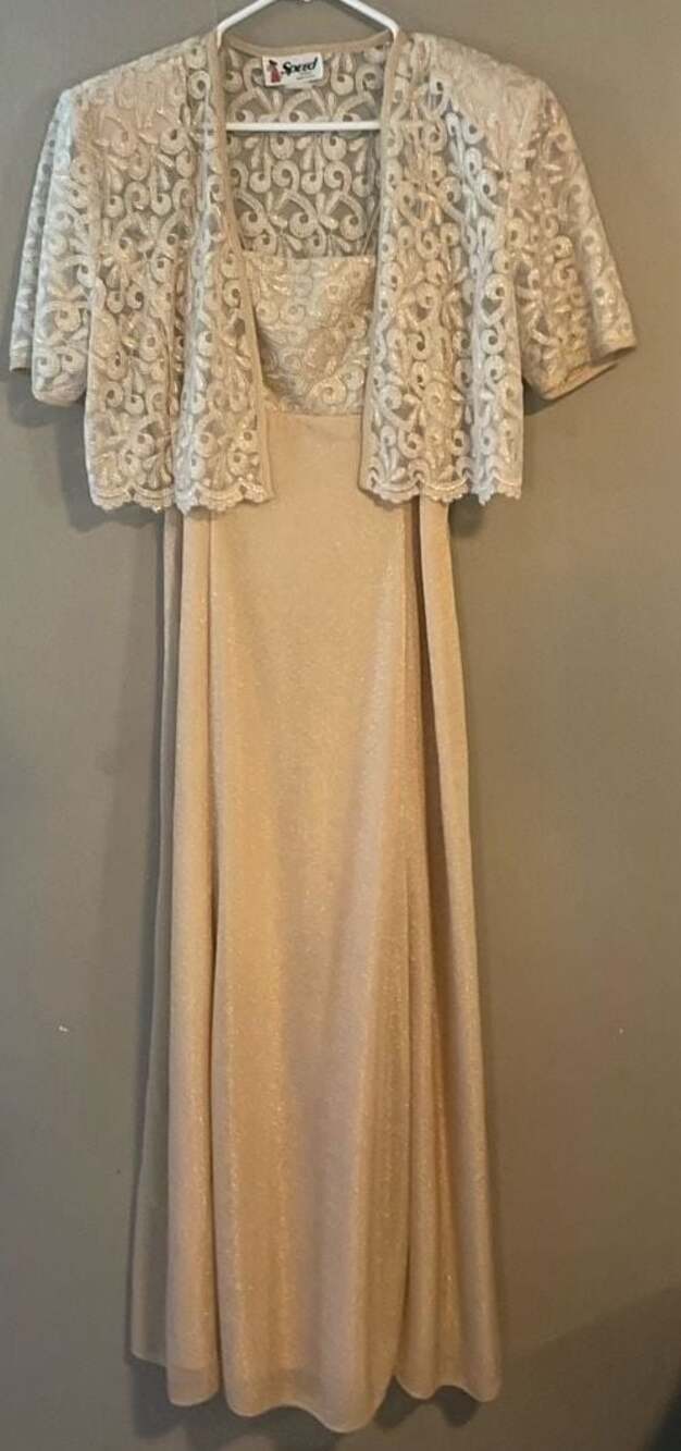 Aspeed Design Champagne Gold Lace Bodice Gown with Bolero Jacket Size XL